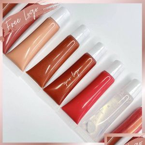 Batom Batom Pré-Made Lip Gloss Nude Cores Pigmentadas Atacado Private Label Impresso no Pacote 15Ml Squeeze Tube Vegan Cruelty Dhf4X