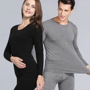 Männer Thermo-Unterwäsche Männer und Frauen Winter Lycra hochwertige Liebhaber Baumwolle solide Rundkragen warme leichte lange Unterhosen Sets