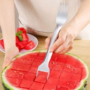 Garfos acessórios melancia garfo faca multifuncional na cozinha slicer inoxidável 2 aço 1 ferramenta cortador de corte frutas