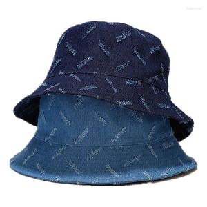 Berets ldslyjr Cowboy Solid Bucket Hat Fisherman Outdoor Travel Sun Cap Hats for Men and Women 284