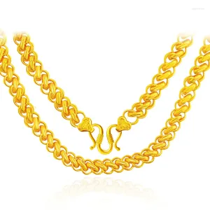 Chains Luxury 60cm Real 24k Yellow Gold Color Necklace For Men Brother Twist Male Chain Wedding Party Jewelry Gifts Not Fade