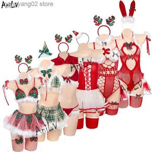 Costume a tema AniLV 2023 Serie di lingerie di Natale Come Xmas Babbo Natale Alce Fiocco di neve Tuta a rete Bikini Pigiama Uniforme Cosplay T231013