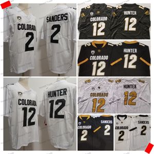 Mens Colorado Buffaloes Shedeur Sanders 2 Black Football Jersey Travis Hunter #12 White College Herr Jerseys sydd ny