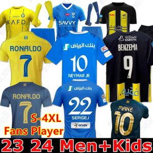 23/24 Neymar Jr nasr Fc Ronaldo Soccer Jerseys Men Kids Kital Hilal saudi cr7 Boys Football Shiirt Benzema fans player jersey 2023 2024 Saudi Geril