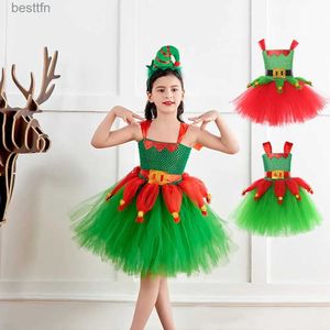 Thema Kostüm Grüner Weihnachtself Cosplay Kommt für Kinder Mädchen Weihnachtsfeier Tutu Kleid Kinder Festival Elf Weihnachtsmann Kommen DisfrazL231013