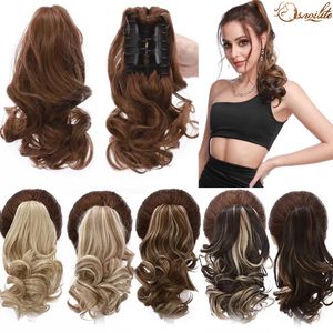 Synthetic Wigs S noilite Short Wavy tail Hair Black Brown Tail Claw Jaw In Hairpiece Clip For Women 231013