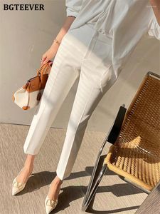 Women's Pants BGTEEVER Elegant Slim Women Suit Spring Summer High Waist Ladies Pencil Office Wear Trousers 2023