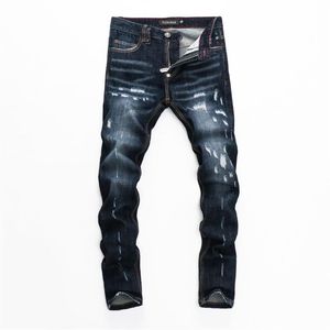 PLEIN BEAR Jeans da uomo classici in PP moda Rock Moto Pantaloni strappati dal design casual da uomo Jeans da motociclista in denim skinny effetto consumato 157513214S
