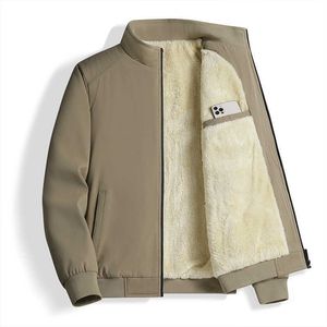 Jackor Autumn and Winter Men's Plush Stand Collar Jacket dragkedja Cardigan Edge Diagonal tyg Topp Sekundär