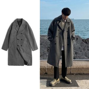 Men's Trench Coats Winter Overcoat Fashion Korean Coat Men Solid Business Jacket Casual Loose Long Outer Wear Clothing 231012