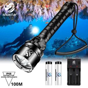 Torches IP68 Powerful Diving Flashlight Highest Waterproof Professional diving light With anti-skid Rope Use 5 x super bright lamp beads Q231013