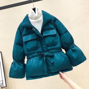 Casacos de Trench das Mulheres Inverno Outono Moda Mulher Estilo Coreano Senhoras Bege Verde Preto Acolchoado Grosso Parka Casaco Alto Cintura Parkas para Mulheres