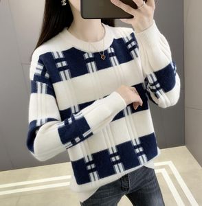 23SS luksusowe swetry damskie damskie kraciaste pullover designerski swetr kobiet odzież