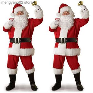 Thema Kostüm 2022 Santa Claus Cosplay Kommen Papa In Kommen Kleidung Gekleidet Zu Weihnachten Von Männern Fünf Brötchen/lot anzug Für Warme Erwachsene T231013