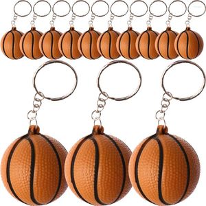 Keychains 24 PCS basketboll Keychain Kid Gifts Birthday Decor Hanging Decoration PU Pendants Sports Holder Child Keyrings Match Favors