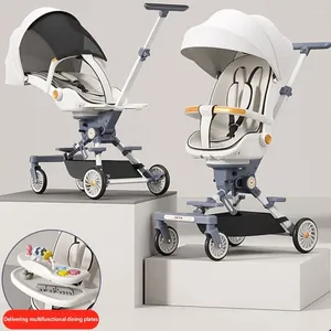 Versatile High Landscape Baby Stroller, Reversible & Adjustable 95°-175° Seat, One-Button Fold, Removable Tray, Footrest