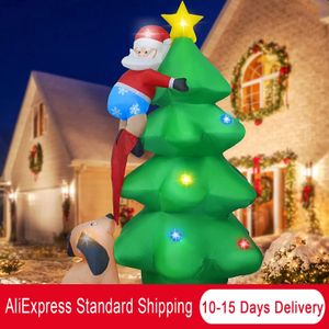 Decorative Objects Figurines 6FT Christmas Inflatable Decoration Inflatable Christmas Tree with Santa Claus and Dog Inflatable Christmas Decor with LED 231012