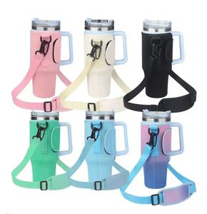 Bolsa portabotellas de agua de neopreno de 40oz, bolsa de transporte con funda para botella de agua deportiva aislada y con hombro