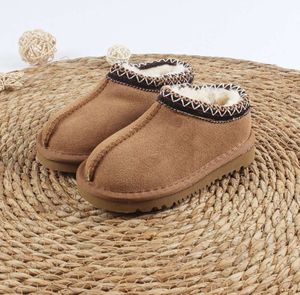 Çocuklar yürümeye başlayan çocuk Tasman II terlik tazz bebek ayakkabıları chesut kürk slaytlar koyun derisi shearling klasik ultra mini bot kış katırları slip-on yün 22