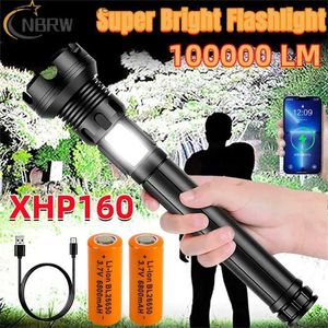 Torches Rechargeable LED Flashlights 100000 High Lumens Zoomable 7 Modes Waterproof Military Super Bright Flashlights for Emergencie Q231013