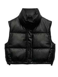 Women's Vests Winter PU Leather Jacket Vest Women Black Stand Collar Vest Sleeveless Women Zipper Moto Biker AutumnShort Waistcoat Ladies 231012