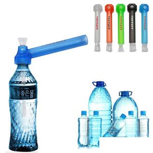 Tubi per fumatori Toppuff Tubi per fumatori portatili da viaggio Acqua Narghilè Accessori Top Puff Bong in vetro acrilico Avvitamento istantaneo sulla bottiglia C Ottfb