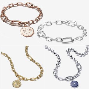 2023 new designer Bracelets for women Styling Double Link charms Bracelet DIY fit Pandoras ME gold Bead Chain Necklace high quality jewelry Christmas gift