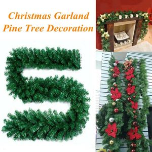 Christmas Decorations 2.7M Rattan Christmas Garland Wreath Artificial Green Christmas Tree Ornaments Wall Door Decor Xmas Home Party Hanging Ornament 231013