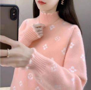Kvinnors tröjor för designer New O Neck Puff Pullovers Korean Kawaii Cartoon Hit Color Plaid Sweaters Streetwear Crop Top