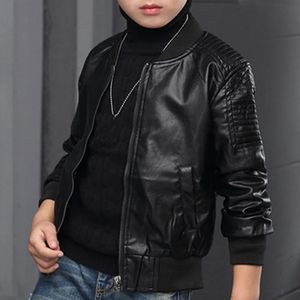 Jackor Fashion Boy Ytterkläder Spring Autumn Pu Jacket Barn varm Simier Coat för kappa 231013