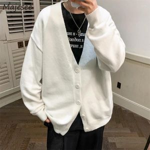 Männer Pullover Strickjacke Männer V-ausschnitt Einfache Feste Lose Herbst Ly Mode Kpop Vintage Outwear All-match Freizeit Chic Adrette gestrickte Ins