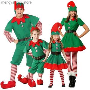 Tema kostym vuxen barn familj jul komma kvinnor män jultomten xmas nyår party cosplay outfits pojkar flickor grön älva fancy klänning t231013
