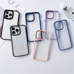 Luxury Silicone Bumper Clear Acrylic Shockproof Case For iPhone 15 14 13 12 11 Pro XS Max X XR 7 8 Plus Metal Camera Ring Cover