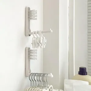 Hooks Foldble Hanger Holder Space Saving Wall Mount Clothes Organizer Punch-Free Installation Folding For Multifunctional