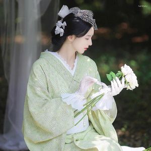 Etnik Giyim Kadınların Yüksek Sınıf Dantelli Elbise Japon Taisho Roman Tarzı Kimono Resmi Yukata Cosplay Kostüm Güzel Pografi