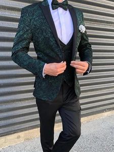 Herrdräkter Anpassade One Button Suit Jacket Blazers Halloween Costume Elegant For Luxury Man Suit's Wedding Three Piece Set 29