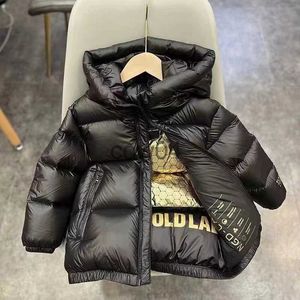 Rompers Kinder Daunenjacke Winter Warm Schwarz Gold Kapuzen Baumwollmantel Koreanischer Stil 4-12 Jahre alte Jungen und Mädchen Reißverschlussmantel XMP471 x1013