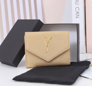 Portafogli firmati da donna portamonete busta di lusso moda metallo Porta carte con marchio lettera breve 16 colori pochette piccola donna di alta qualità con scatola originale