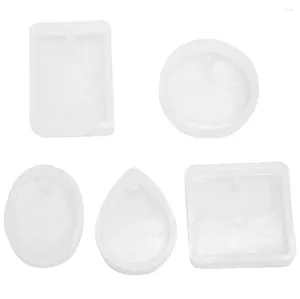 Baking Moulds 5Pack Silicone Resin Pendant Mould Jewellery Molds With Hanging Hole For Diy Jewelry Craft Making 5 Shapes