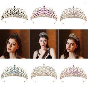 ヘアクリップdiezi luxury Korean Ab Crystal Tiara Crown Women Girls Party Wedding Princess Rhinestone Bridal Jewelry Accessories