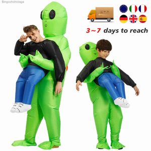 Tema Kostüm ve Uzaylı Iatable Suit Alien Monster Iatable Gelin Korkunç Yeşil Uzaylı Cosplay Yetişkin Partisi Festivali için Gel Stagel231013