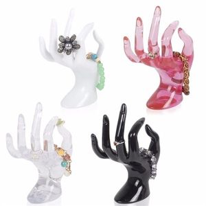 JAVRIK Mannequin Ok Hand Finger Glove Ring Bracelet Bangle Jewelry Display Stand Holder Selling Black White Pink Transparent 21101234U