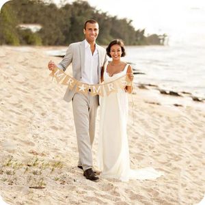 Abiti da uomo Avorio/Lino Bianco Uomo Wedding Beach 2 Pezzi Groomsmen Suit Slim Fit Smoking dello sposo Costume Homme Mariage Ternos