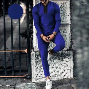 Mens Tracksuits Men outfit Set 2023 Sports Suit Fall Fashion Casual Half Cut Zipper Stand Collar 2-Piece Ybjo