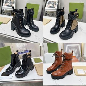 Designer Shoes Matelasse Boot Women Boots Belt Booties Winter Luxury Leather Lace-Up Thick Bottom Shoe Embossed Platform Bootss