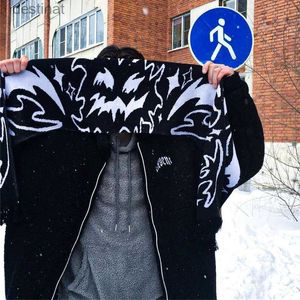 Halsdukar estetiska vintage mönster jacquard kvinnors stickade halsduk y2k gotisk grunge svart röd tofs halsduk vinter koreansk lyx sjal emol231013