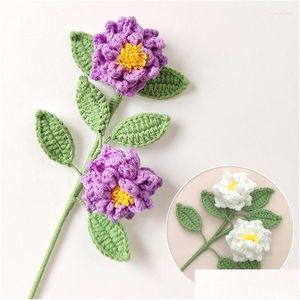 Dekorativa blommor 1pc handgjorda stickade blommatips falska bukett bröllop dekoration handvävd hembord dekor kreativ dh8im