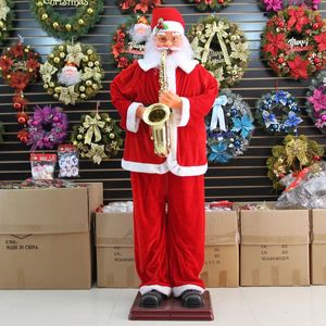 Juldekorationer Navidad Dekorativ elektrisk blåsande saxofon Santa Claus Decoration Christmas Large Scene Layout Chrismas Cosplay 231013