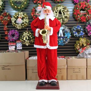 Christmas Decorations Navidad Decorative Electric Blowing Saxophone Santa Claus Decoration Christmas Large Scene Layout Chrismas Cosplay 231013