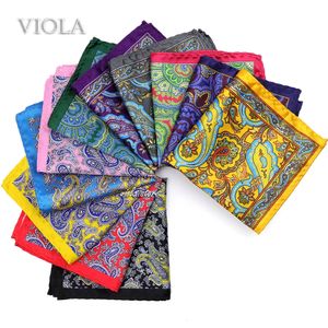 Cravat 56 cores vintage impressão floral paisley 24cm bolso quadrado lenço de poliéster casamento diário terno gravata lenço masculino acessório de presente 231012